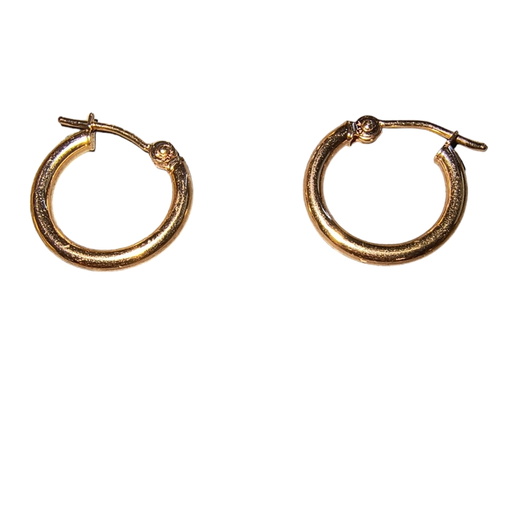 14K Rose Gold Small Huggie Hoop Earrings - Picture 3 of 9